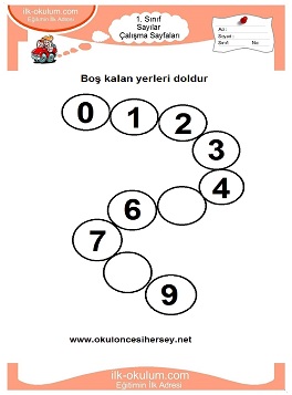 Çocuklar İçin Sayılar Çalışma Sayfaları 